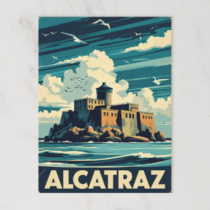 Carte Postale Phare de la prison vintage de l'île Alcatraz