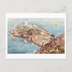 Carte Postale Phare de la Stack vintage à Holyhead, au Pays de G