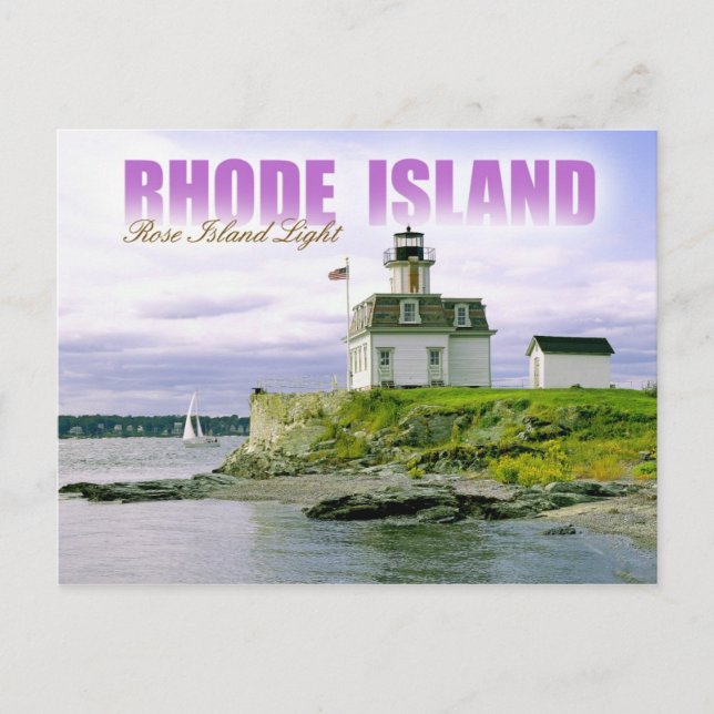 Carte Postale Phare de l'île rose, Newport, Rhode Island (Devant)