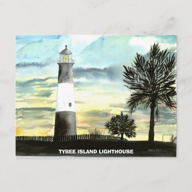 CARTE POSTALE PHARE DE L'ÎLE TYBEE (Devant)