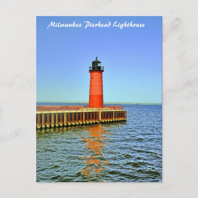 Carte Postale Phare de Milwaukee Pierhead, lac Michigan (Devant)
