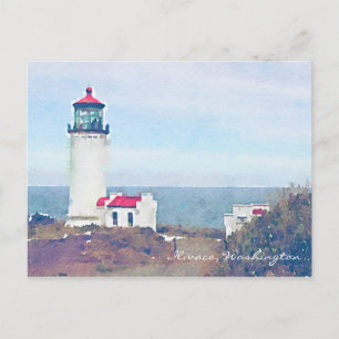 Carte Postale Phare de North Head Ilwaco, WA Aquarelle Imprimer