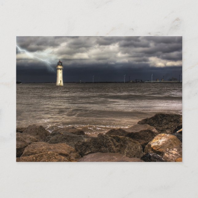 Carte Postale Phare de Perch Rock, Rivière Mersey Liverpool (Devant)