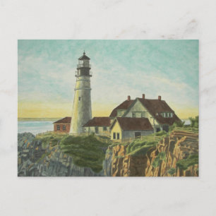 Carte Postale Phare de Portland Head Aquarelle