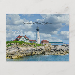 Carte Postale phare de Portland, Maine (étiqueté)