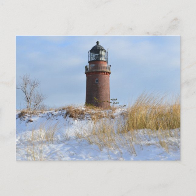 Carte Postale Phare de Sturdy sur une côte rocheuse en hiver (Devant)