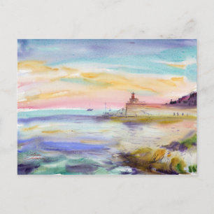 Carte Postale Phare de Villefranche-sur-Mer. Aquarelle
