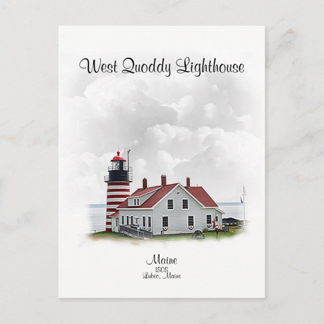 Carte Postale Phare de West Quoddy, Maine (Devant)