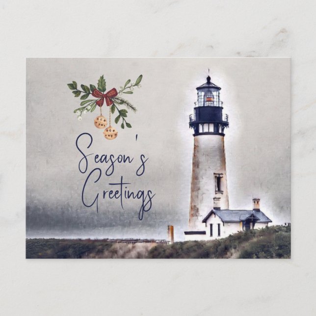 Carte Postale Phare de Yaquina Head Bonnes Fêtes (Devant)