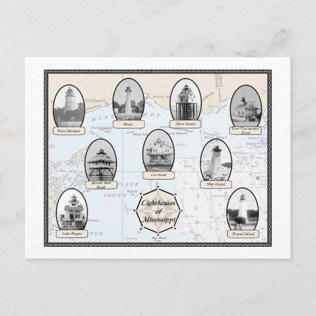 Carte Postale Phare du Mississippi (Devant)