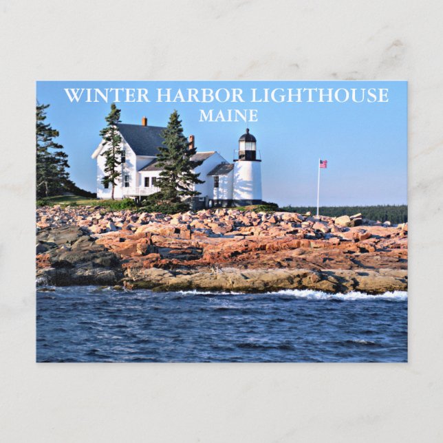 Carte Postale Phare du port d'hiver, Maine (Devant)