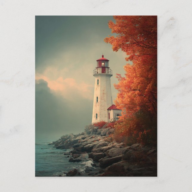 Carte Postale Phare en automne (Devant)