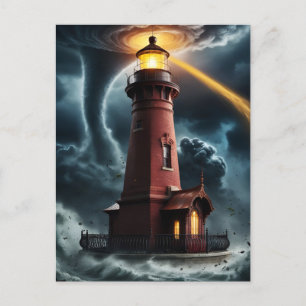 Carte Postale Phare en brique rouge à tornade