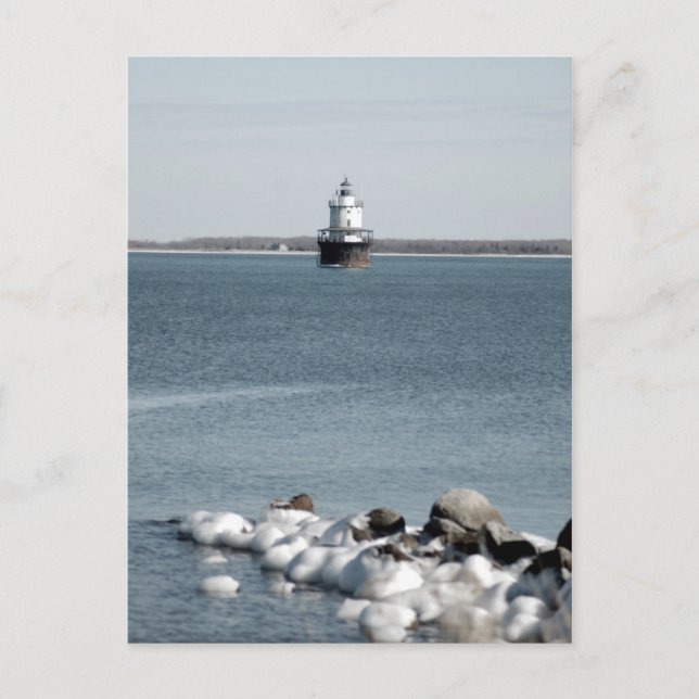 Carte Postale Phare en hiver (Devant)