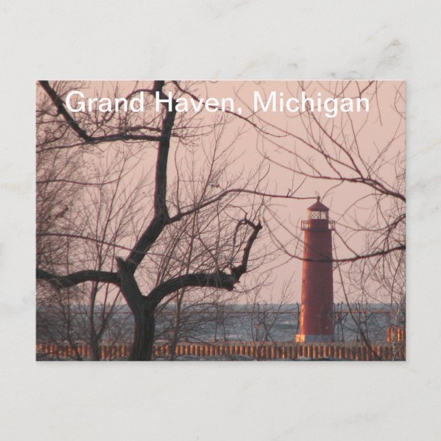 Carte Postale Phare en Hiver Grand Haven, MI (Devant)