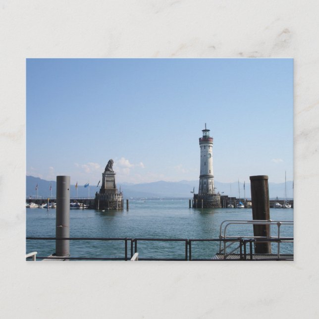 Carte Postale Phare et lion du port de Lindau (Devant)