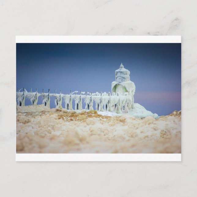 Carte Postale Phare gelé (Devant)