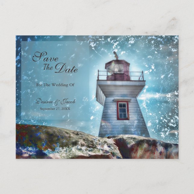 Carte Postale Phare Océan Bleu Nautique Rustique Côté (Devant)