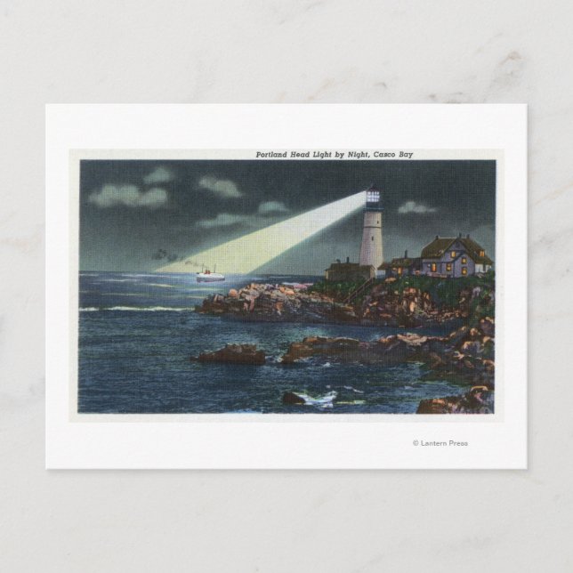 Carte Postale Phare principal de Portland la nuit (Devant)