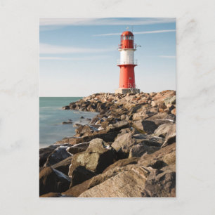 Carte Postale Phare rouge à Warnemuende