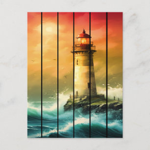 Carte Postale Phare vintage bord de mer océan à regarder