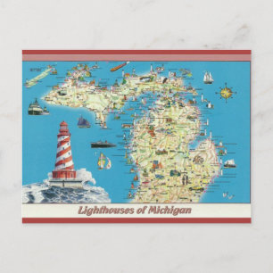 Carte Postale Phare vintage du Michigan