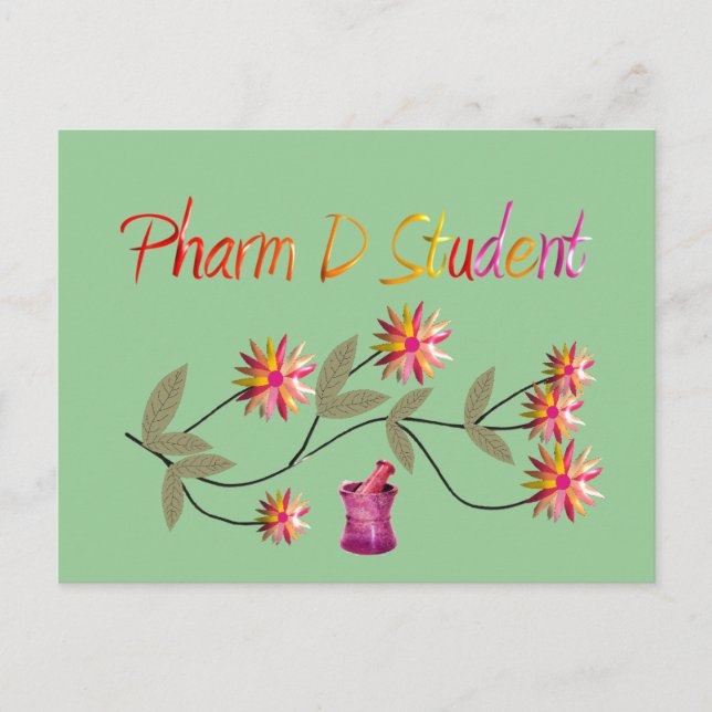 Carte Postale Pharm D Design Floral étudiant (Devant)