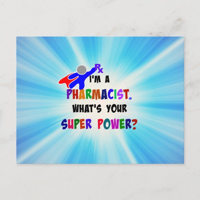 Carte Postale Pharmacien Superhero Conception personnalisée (Devant)