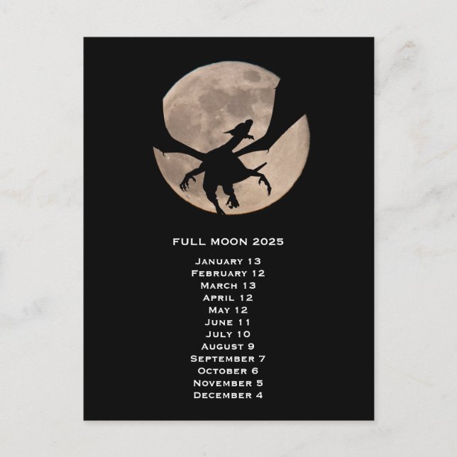 Carte Postale Phases Dragon Pleine lune 2025 (Devant)