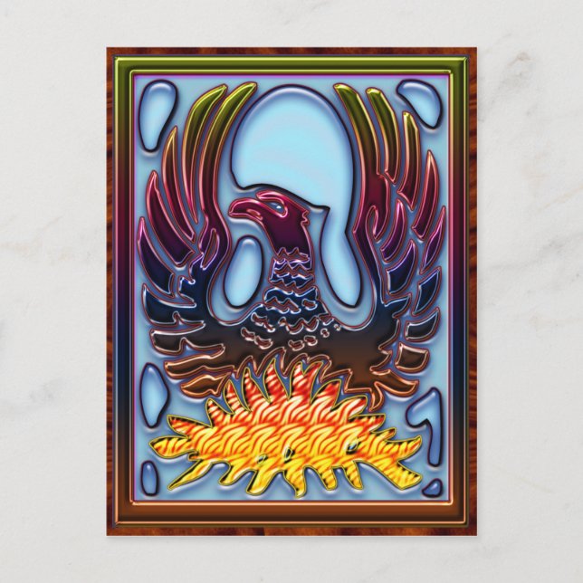 Carte Postale Phénix s'élevant des cendres et des flammes (Devant)