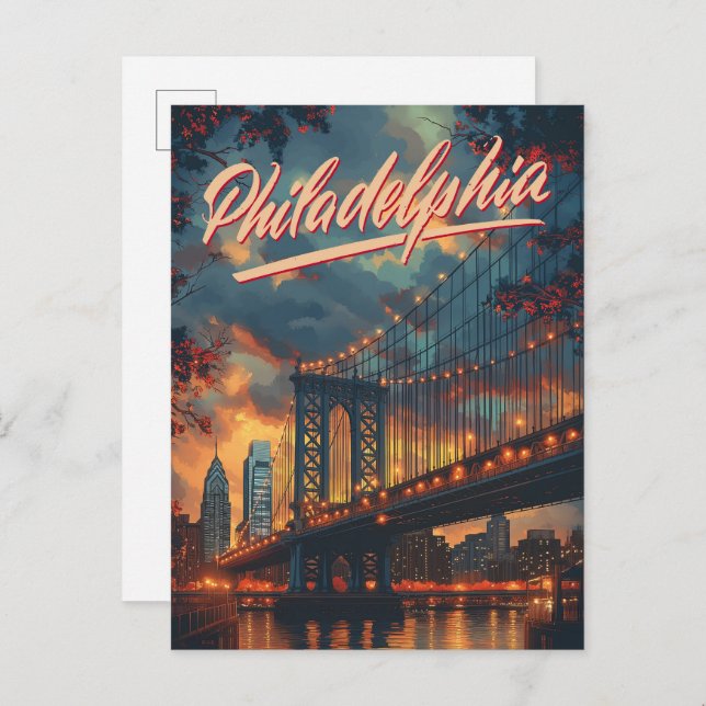 Carte Postale Philadelphie, Pennsylvanie : Une vue vintage  (Devant / Derrière)