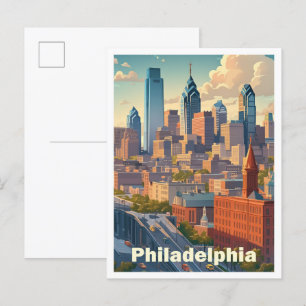 Carte Postale Philadelphie Pennsylvanie USA Vintage voyage d'art