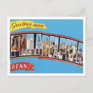 Carte Postale Philadelphie, Pennsylvanie Vintage Big Letters