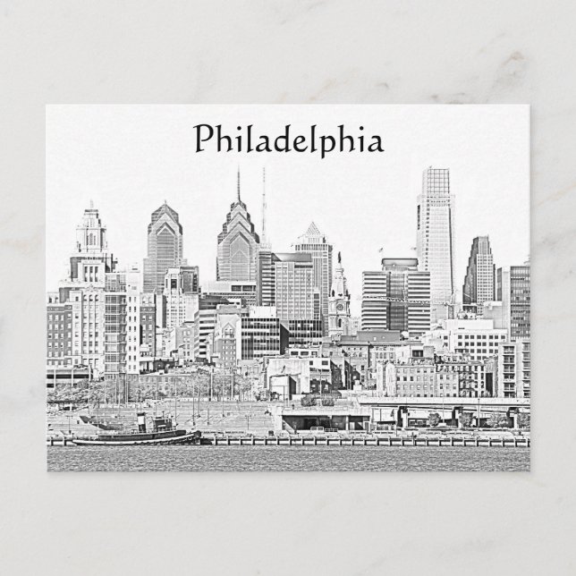 Carte postale Philadelphie Sketch (Devant)