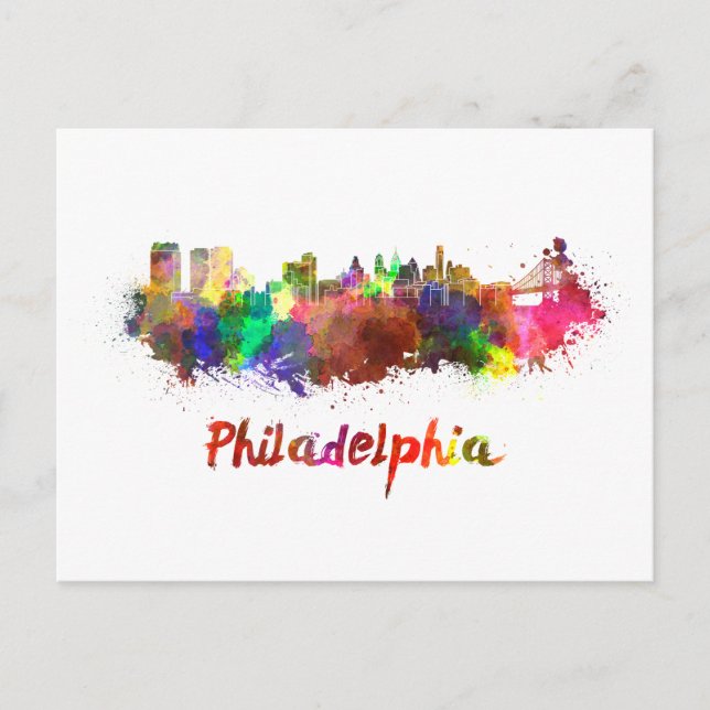 Carte Postale Philadelphie skyline in watercolor (Devant)