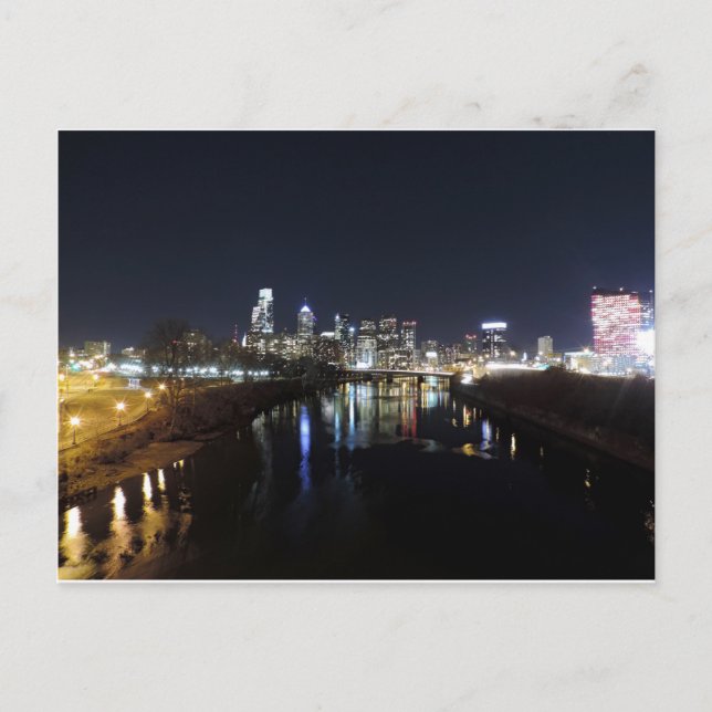 Carte Postale Philadelphie Skyline la nuit (Devant)