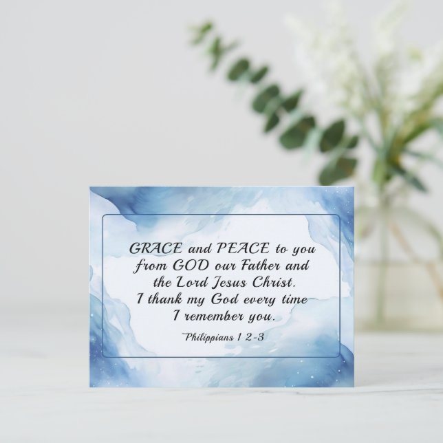 Carte Postale Philippiens 1:2-3 Grâce et Paix à Vous, Bible (Debout devant)