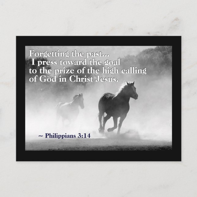 Carte Postale Philippiens 3:14 Je presse vers le but, Chevaux (Devant)