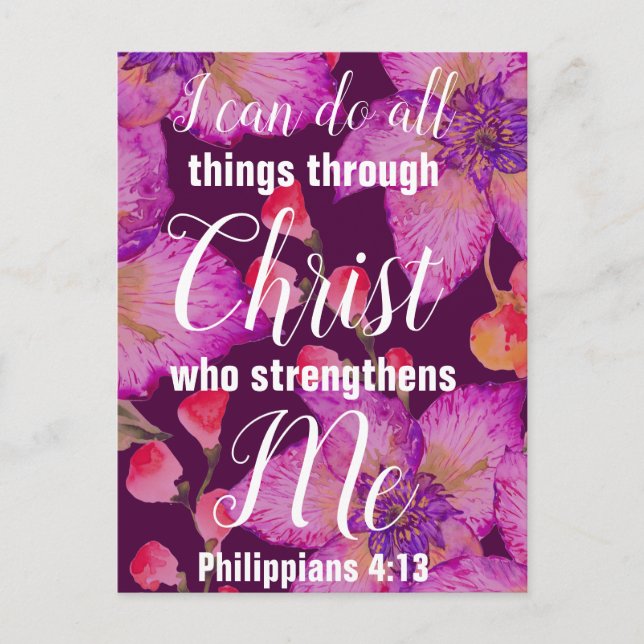 Carte Postale Philippiens 4:13 Bible Verse Floral (Devant)