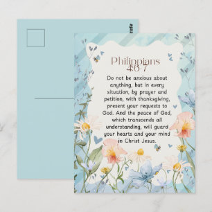 Carte Postale Philippiens 4:6-7 Verset de la Bible chrétienne Aq