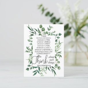 Carte Postale Philippiens 4:8 Quoi qu'il en soit Noble Eucalyptu