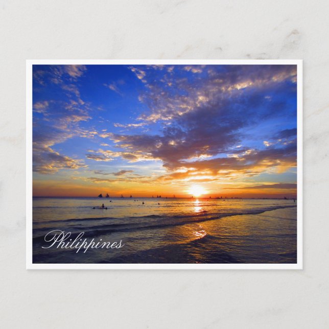 Carte Postale philippine coucher bleu (Devant)