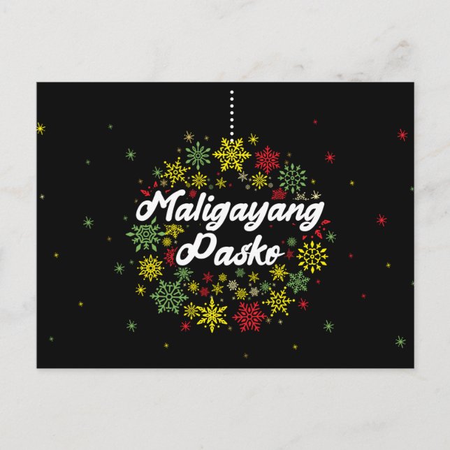 Carte Postale Philippines Noël Joyeux Noël Flocons de neige (Devant)