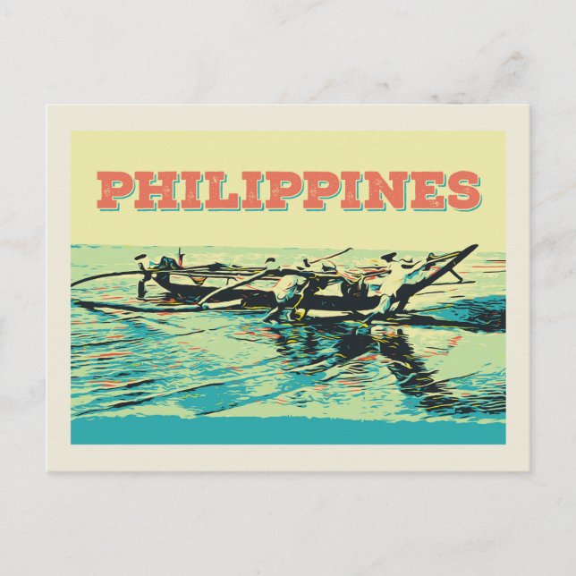 Carte Postale Philippines, scène de pêche dans les îles Visayas (Devant)