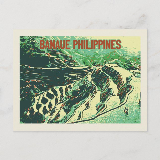 Carte Postale Philippines, terrasses de riz sur l'île de Banaue  (Devant)