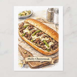 Carte postale Philly Cheesesteak (Série de nourrit