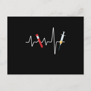 Carte Postale Phlébotomie Heartbeat Syringe Sang Phlébotomiste G