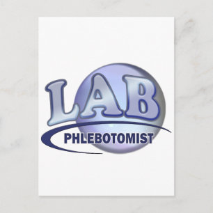 Carte Postale PHLEBOTOMISTE Fun Blue LOGO