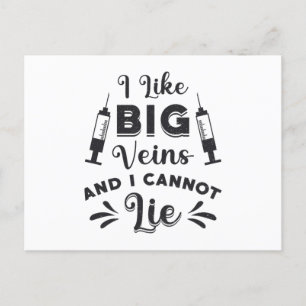 Carte Postale Phlebotomiste I Like Big Veins Phlebotomie Cadeau