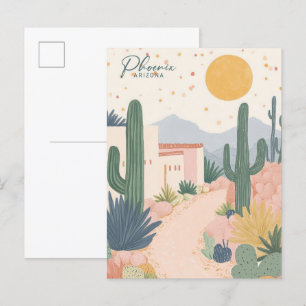 Carte Postale Phoenix Arizona Gouache Illustration Voyage